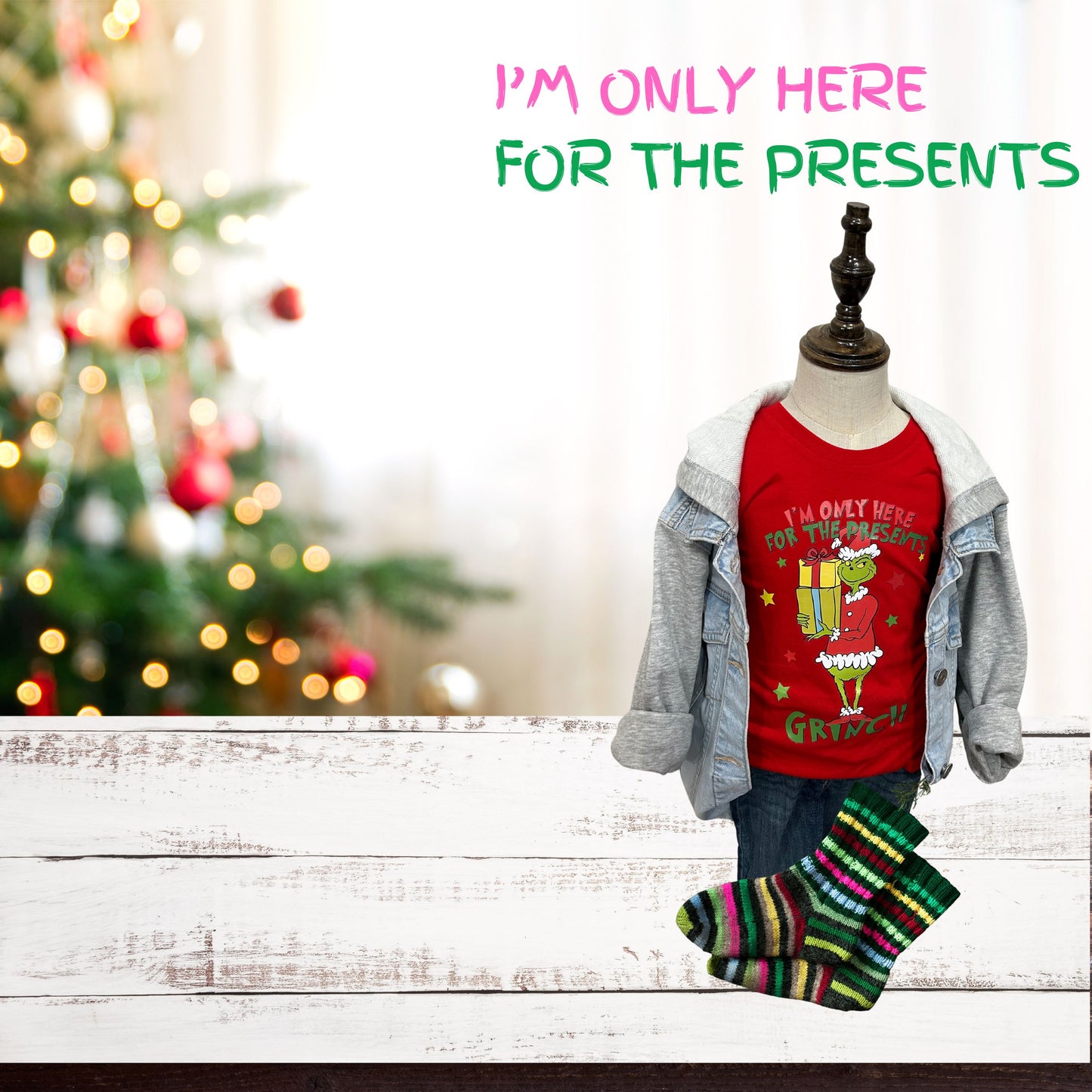 Grinch "I'm Only Here for the Presents" Graphic Youth Tees - Unisex