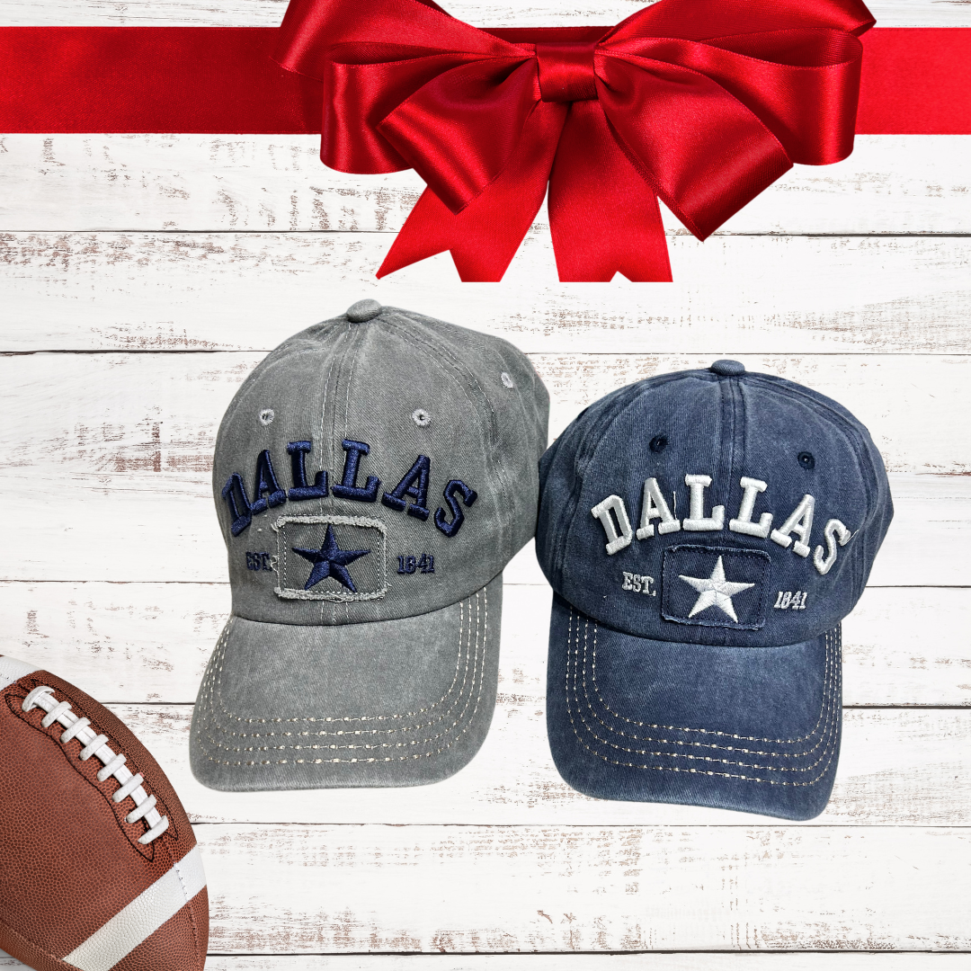 Dallas Embroidery Letters Baseball Cap Distressed