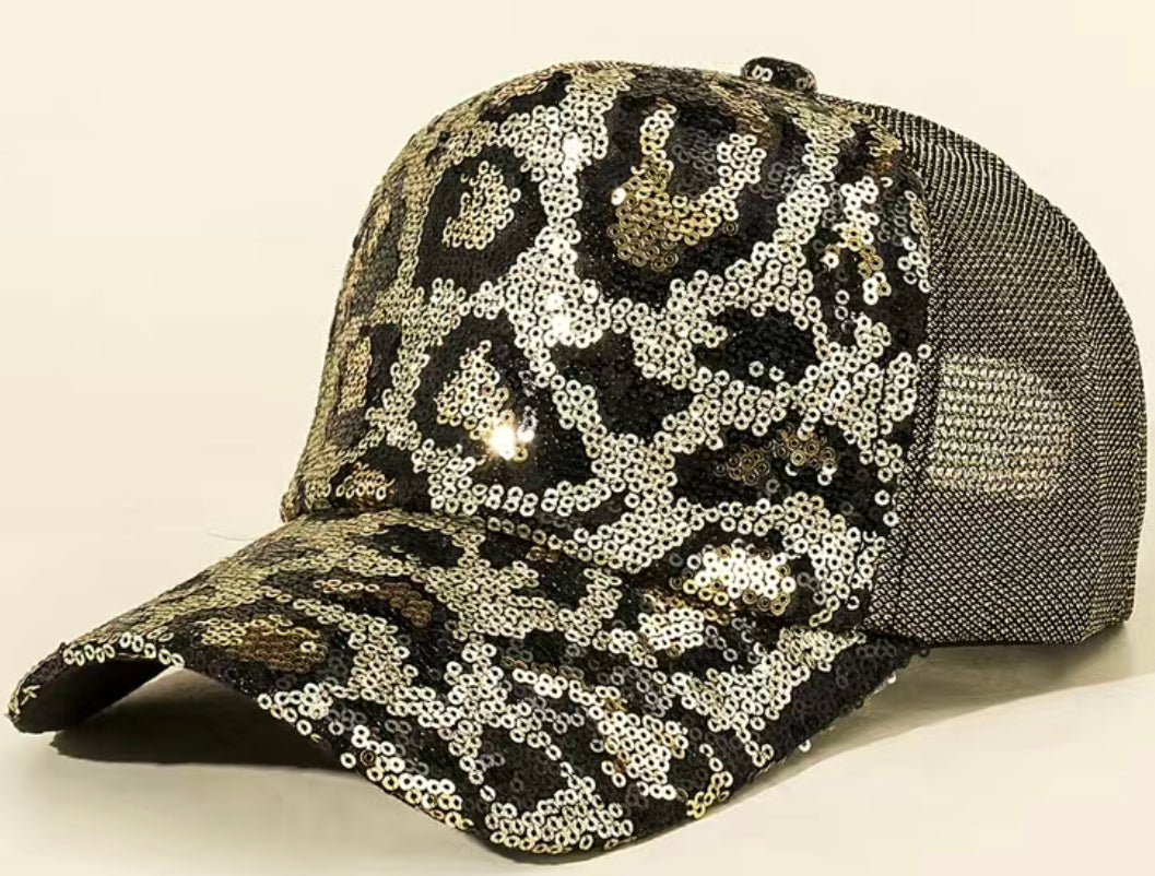 Casual Trendy Sequin Mesh Baseball Cap
